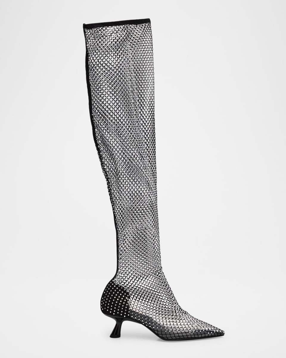 Kuki Crystal Fishnet Over-The-Knee Boots